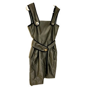 PEGGY JENNINGS Sm Gray Sheath DRESS Belted Silky Pockets Cocktail Party Christma